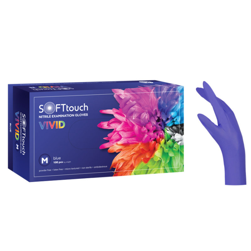 Γάντια νιτριλίου χωρίς πούδρα Vivid μπλε